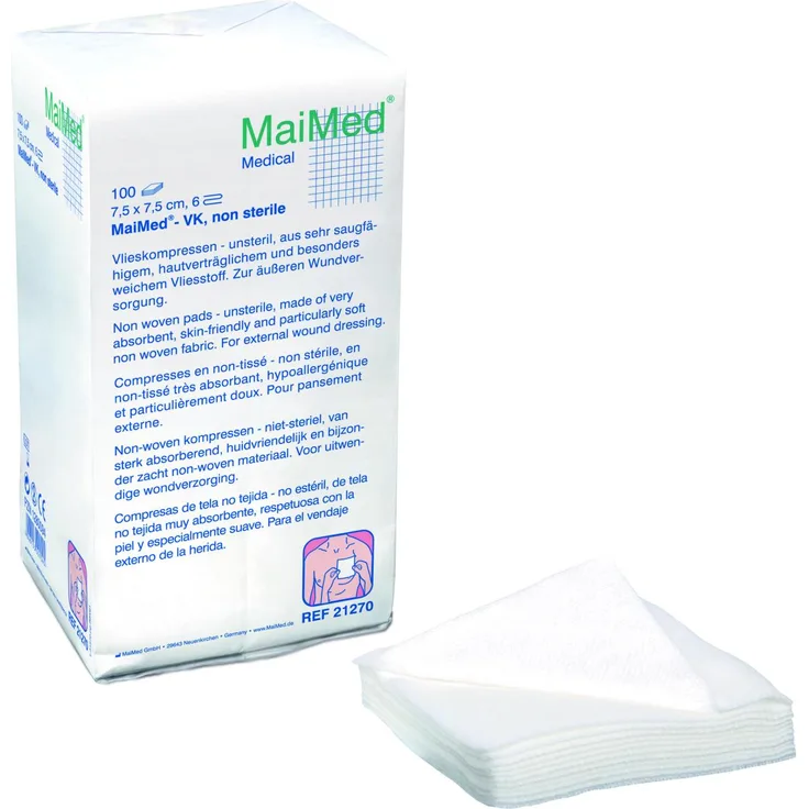 Maimed VK Vlieskompressen 4 fach unsteril 5cm x 5cm 100 Stück