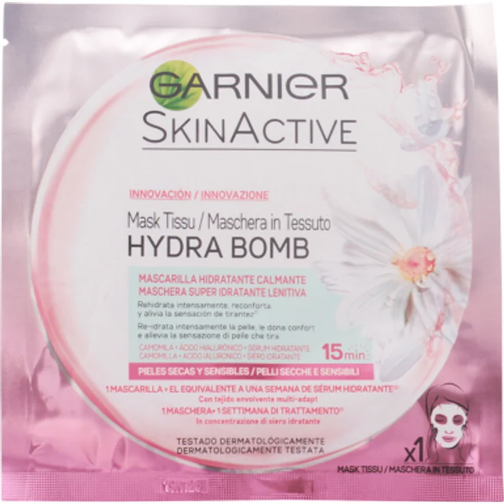 Garnier SKINACTIVE HYDRABOMB mask facial hidratante calmante 1 Stück mit feuchtigkeitsspendender Wirkung für trockene Haut