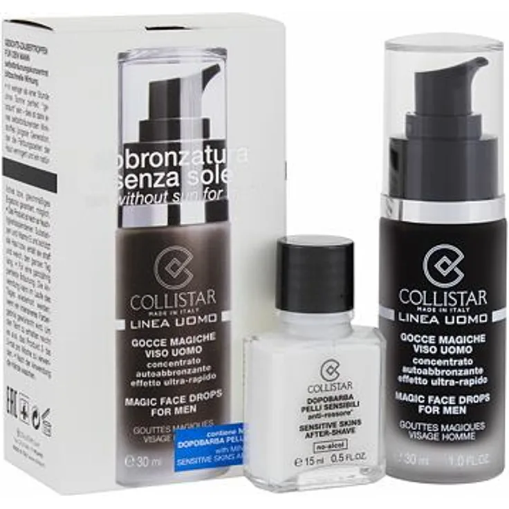 Collistar Linea Uomo Magic Face Drops Set Selbstbräunendes Gesichtsserum Linea Uomo Magic Face Drops 30 ml + After Shave Balsam Sensitive Skin 15 ml