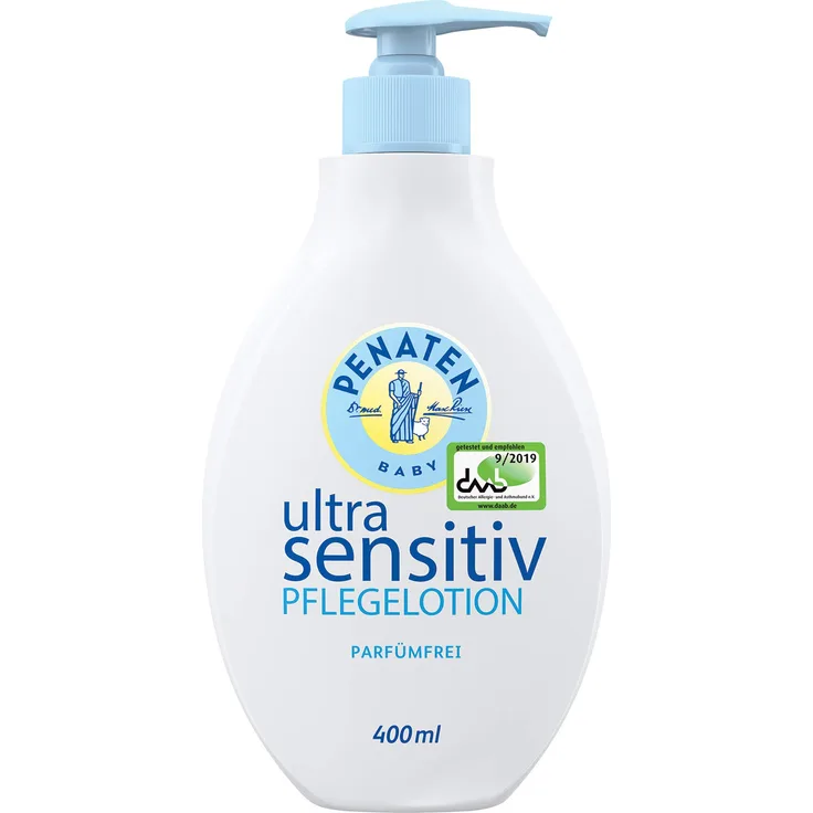 Penaten Ultra Sensitiv Pflegelotion Parfümfrei Baby Hautpflege Bodylotion Ohne Parfüm Und Farbstoffe Speziell Für Hochsensible Babyhaut Entwickelt 400 ml 