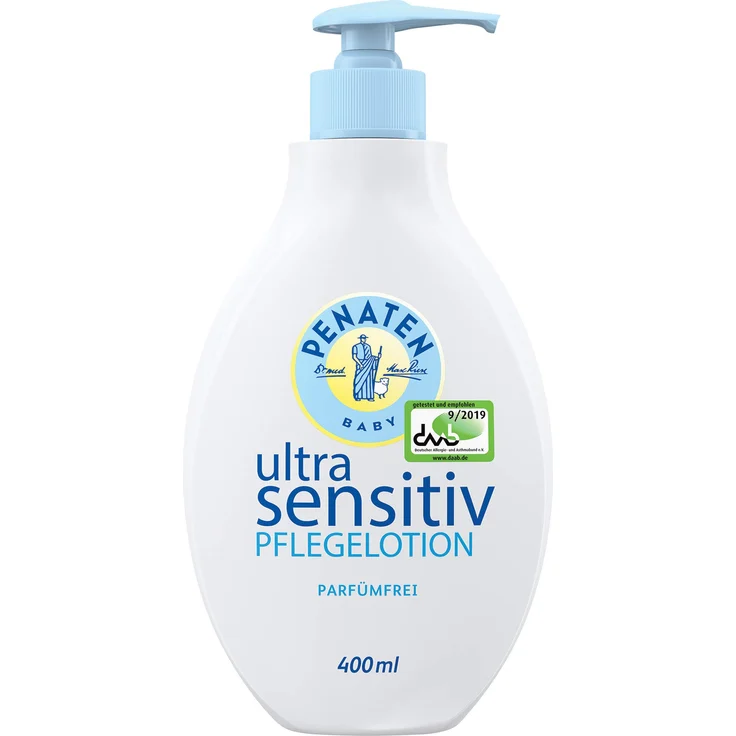 Penaten Ultra Sensitiv Pflegelotion Parfümfrei Baby Hautpflege Bodylotion Ohne Parfüm Und Farbstoffe Speziell Für Hochsensible Babyhaut Entwickelt 400 ml  – Bild 1