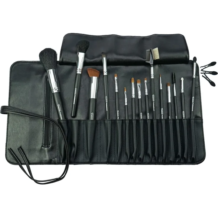 Make Up Pinsel Set 14-teilig, Professionelles Pinselset Makeup mit 3 Ersatz Applikatoren, hochwertiges Schminkpinsel Set Naturhaar in Kunstledertasche von Fantasia