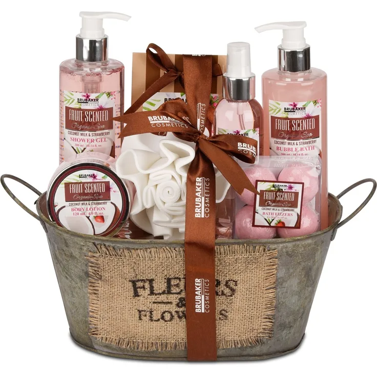 BRUBAKER 10-teiliges Bade- und Dusch Set Coconut Milk & Strawberry