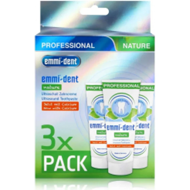 Emmi-dent Nature Calcium Zahnpasta 3 x 75 ml, frischer Atem & saubere Zähne – Bild 1