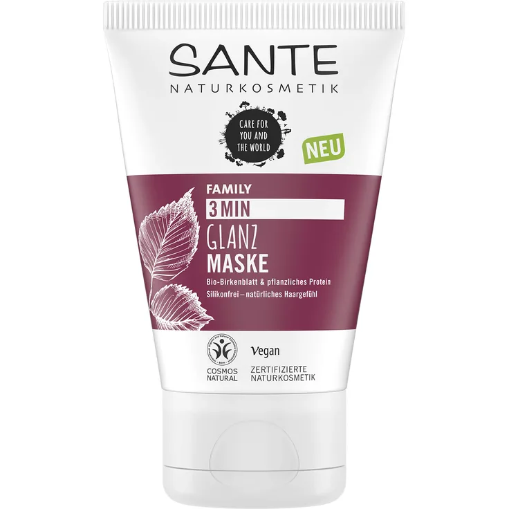 Sante Naturkosmetik 3 Min glanz Maske Bio-Birkenblatt & Pflanzliches Protein Intensive Haarkur 100 ml