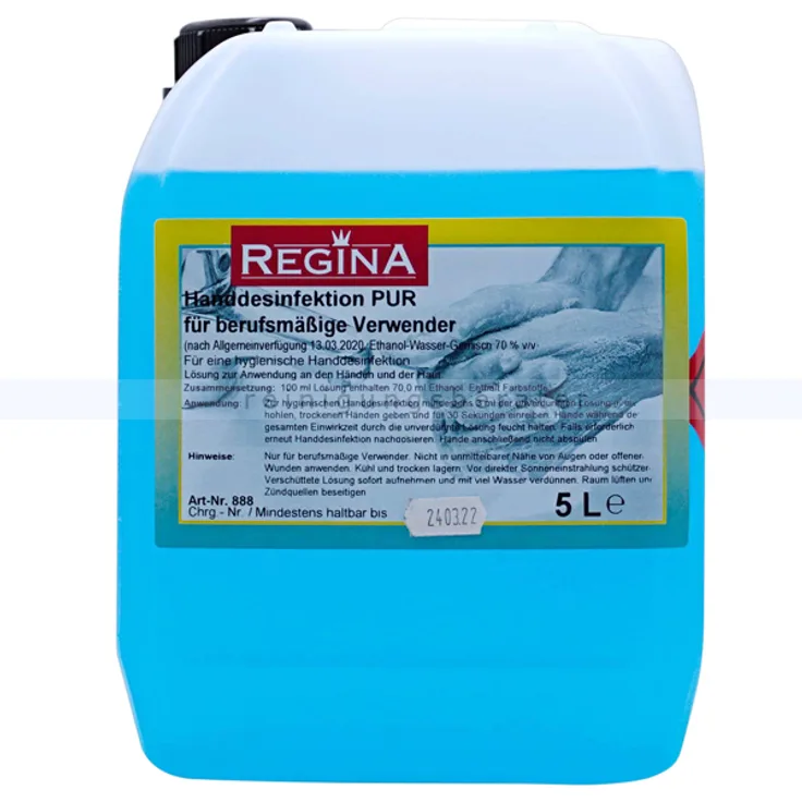 Händedesinfektion Reinex Regina Handdesinfektion PUR 5 L alkoholisches Desinfektionsmittel für Hände, gebrauchsfertig