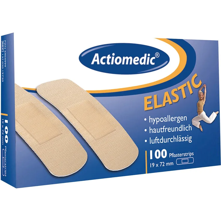 Actiomedic ELASTIC Pflasterstrips, 19 x 72 mm, Pack à 100 Stück