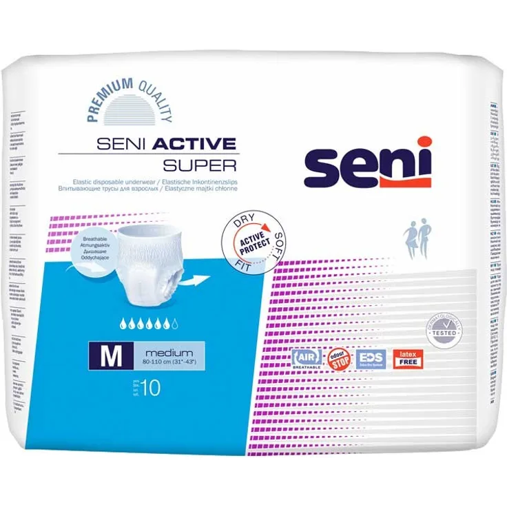 Seni Active Super XL Slips für Damen und Herren, geeignet für mittlere / schwere Harninkontinenz 60 Stück