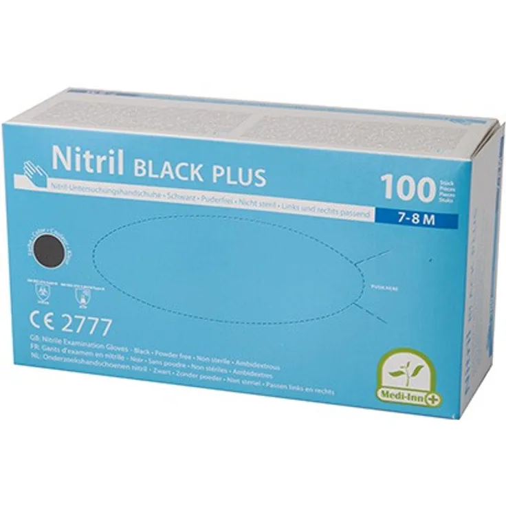 Medi-Inn PS 100 Handschuhe, Nitril puderfrei Black Plus schwarz Größe M