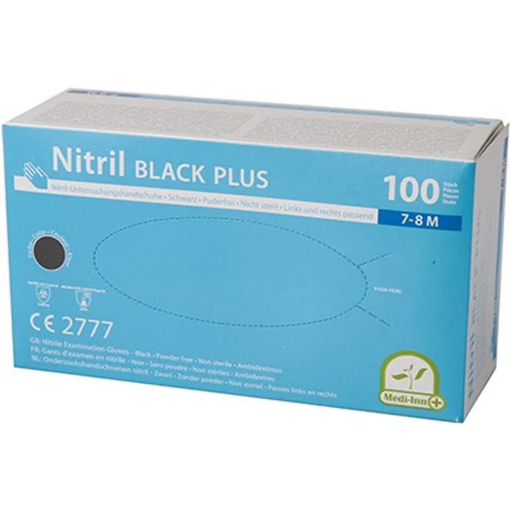 Medi-Inn PS 100 Handschuhe, Nitril puderfrei Black Plus schwarz Größe M