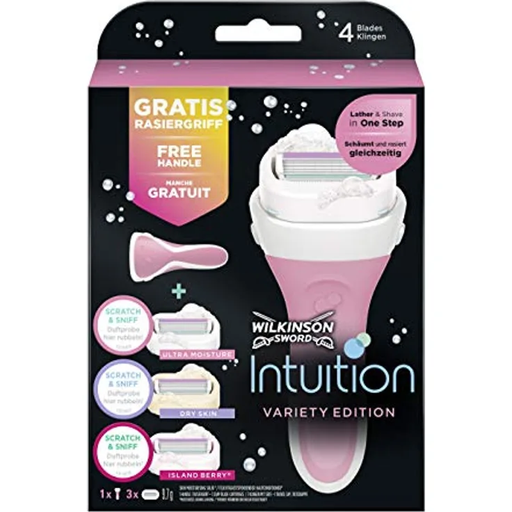 Wilkinson Sword Intuition Summer Variety Vorteilspack Rasierklingen mit Damen Rasierer, 3 St