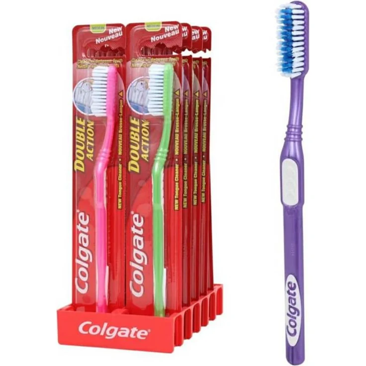 Colgate Zahnbürste Double Action Medium Mix Farben – Bild 1