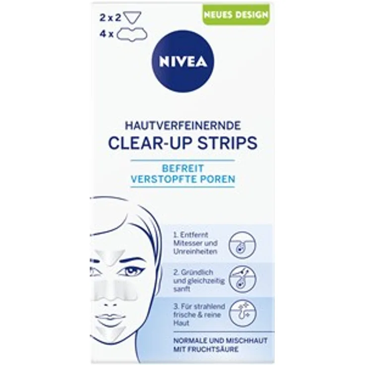 Nivea Gesichtspflege Reinigung Hautverfeinernde Clear-Up Strips 6 Stk., für Damen und Herren 