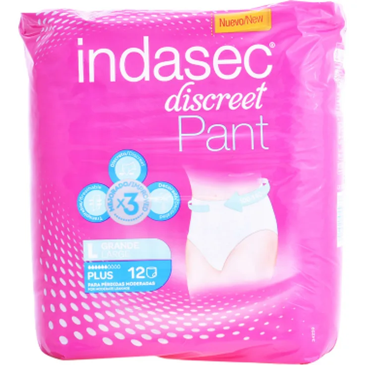 Indasec Pant Plus talla grande Größe L 12 Stück Einwegslips