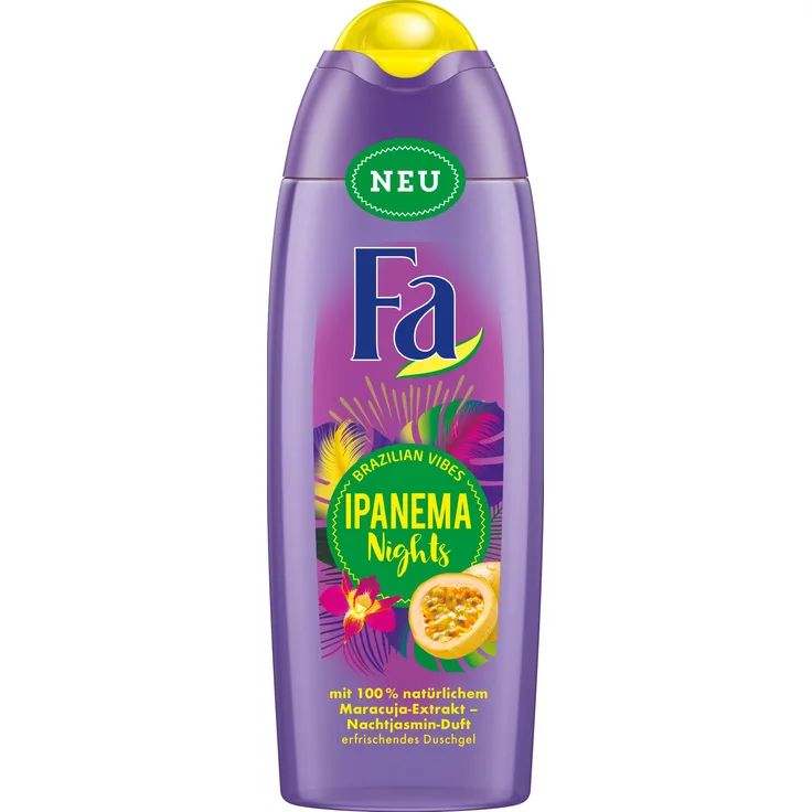 FA Duschgel Brazilian Vibes Ipanema Nights mit 100% natürlichem Maracuja-Extrakt und Nachtjasmin-Duft 250ml 