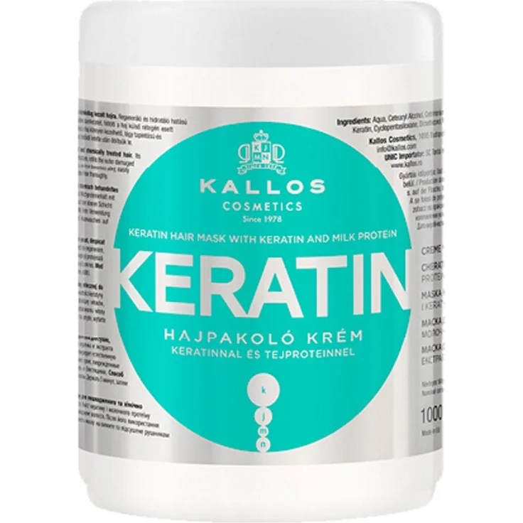 Kallos Keratin Hair Mask With Keratin And Milk Protein 1000 ml – Bild 1