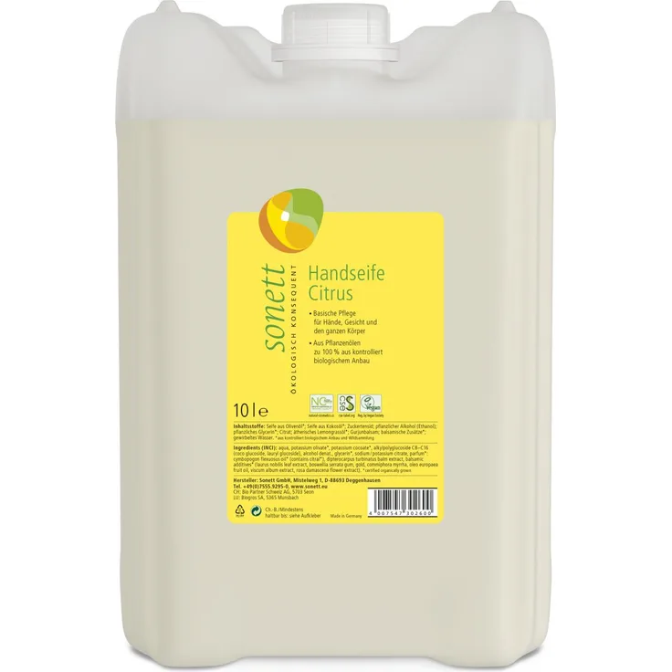 Sonett Handseife Citrus 10 Liter für alle Hauttypen geeignet
