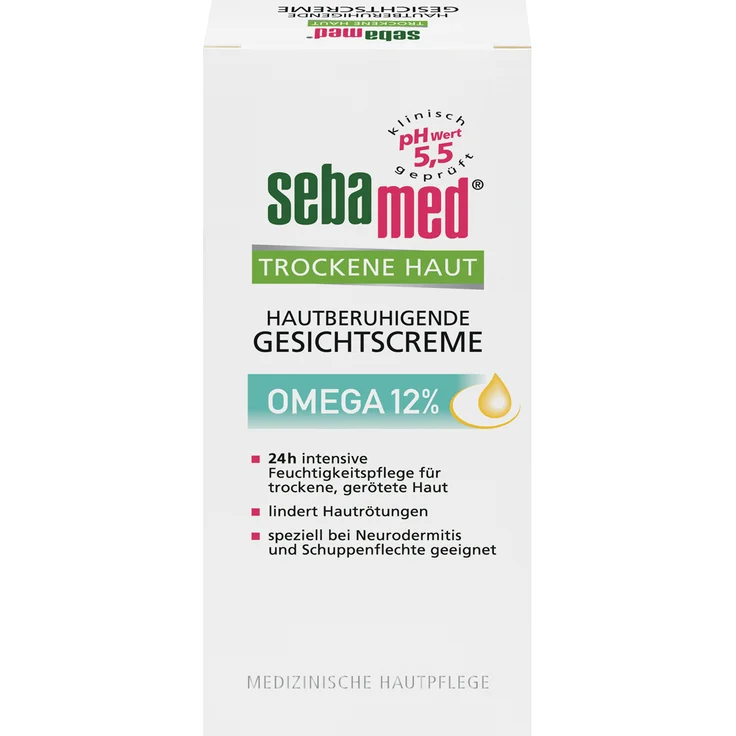 sebamed hautberuhigende Gesichtscreme Omega 12 % für trockene Haut Gesichtspflege 50 ml mit feuchtigkeitsspendender Wirkung – Bild 1