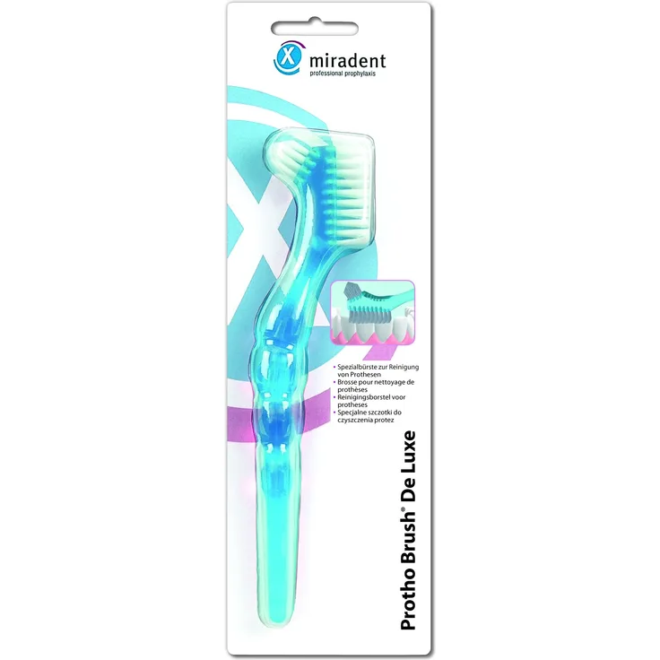 Miradent Protho Brush de Luxe blau transparent 1 Stück Prothesenbürste