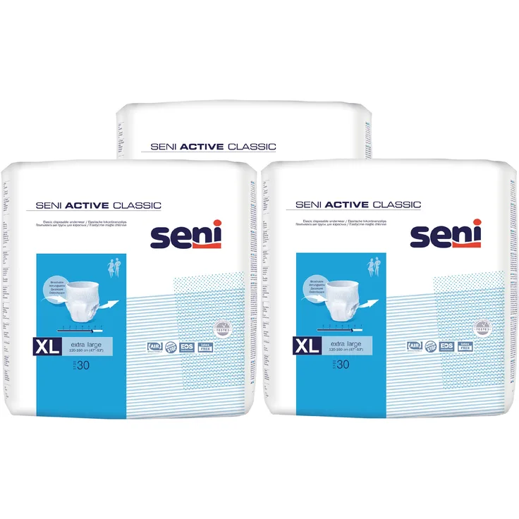 Seni Active Classic Gr. XL (3 x 30 Stück) HMV Nr. 15.25.31.5037 Karton Einwegslips für Damen und Herren
