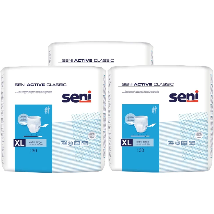 Seni Active Classic Gr. XL (3 x 30 Stück) HMV Nr. 15.25.31.5037 Karton Einwegslips für Damen und Herren – Bild 1