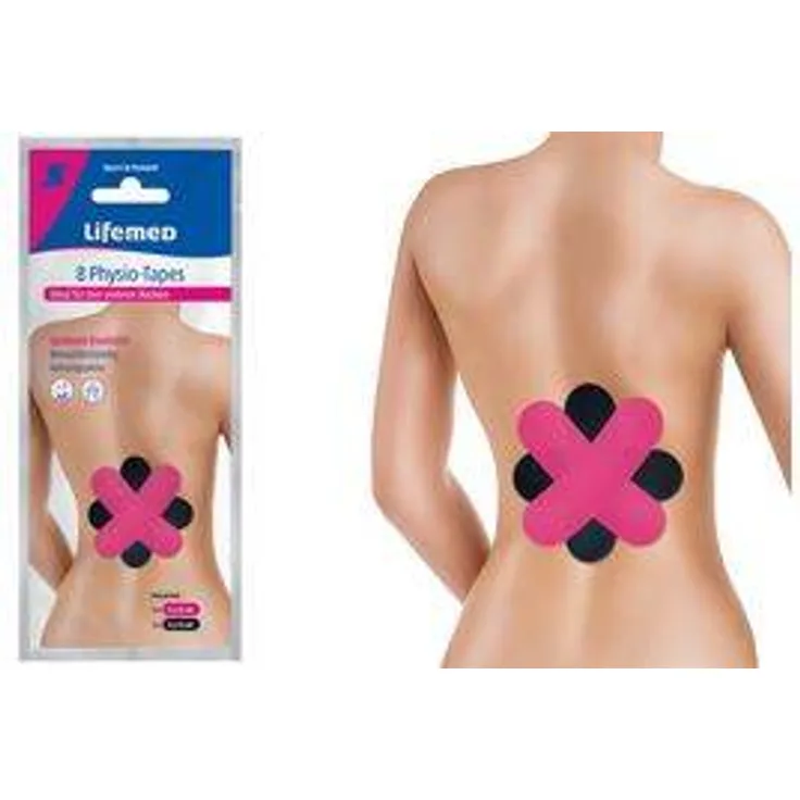 Lifemed Lifemed Physio-Tape Unterer Rücken, farbig sortiert, 4 x pink 50 x 150 mm und 4 x schwarz 50 x 150 mm