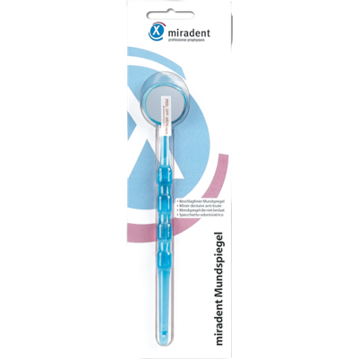 Miradent Mundspiegel beschlagsfrei blau transparent 1 Stück, zur Kontrolle des Mundraumes