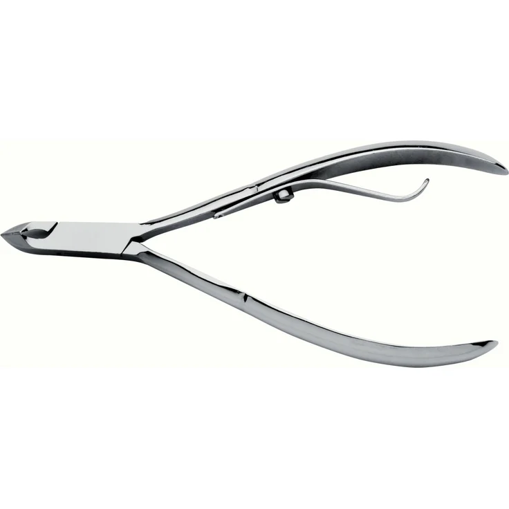 Erbe Hautzange vernickelt aufgelegt, zum Entfernen abstehender Nagelhaut, mit Drehfeder, aus vernickeltem Stahl