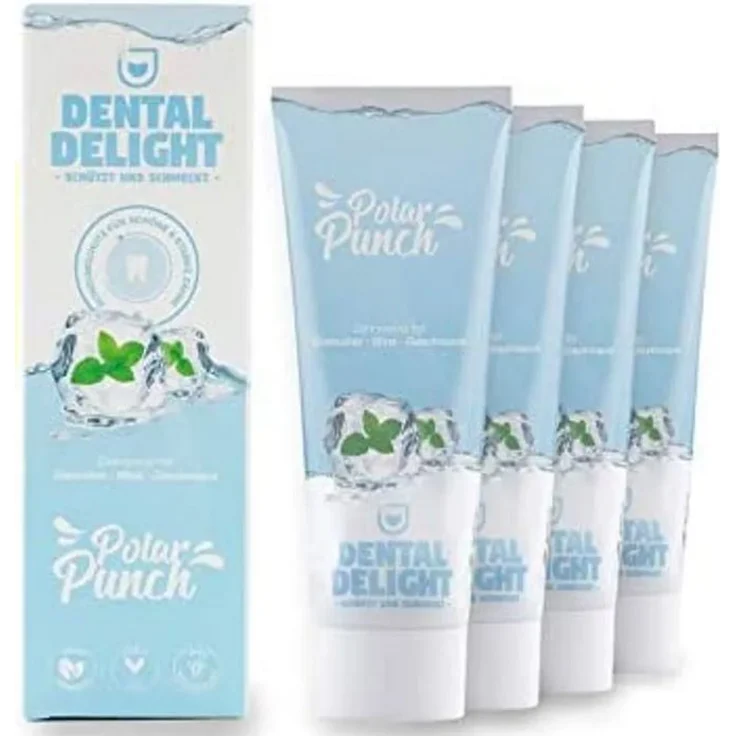 Dental Delight Zahncreme Polar Punch 4 x 75 ml, vegan, Mikroplastik-frei – Bild 1