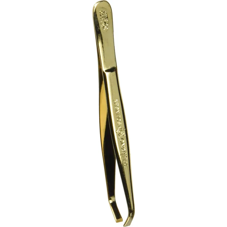 Pfeilring Pinzette vergoldet, gekröpft, 9 cm, Anwendungsbereich: Augenbrauen, Verwendung zum: Formen & Zupfen