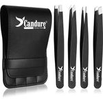 Candure Pinzetten Set 4-teiliges Präzisions-Pinzettenset aus Edelstahl, Anwendungsbereich: Augenbrauen, Verwendung zum: Formen & Zupfen - Preisvergleich