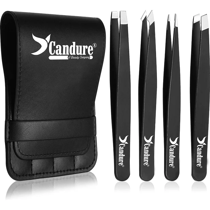 Candure Pinzetten Set 4-teiliges Präzisions-Pinzettenset aus Edelstahl, Anwendungsbereich: Augenbrauen, Verwendung zum: Formen & Zupfen - Preisvergleich – Bild 1