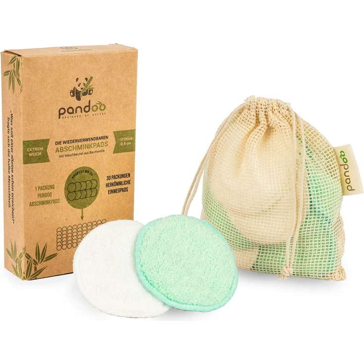 Pandoo 10 Wiederverwendbare Und Waschbare Abschminkpads Aus Bambus Und Baumwolle | Waschbar Make-Up Remover Less Waste | Extrem Weich Perfekt Für gesichtsreinigung Und Baby | Low Waste – Bild 1