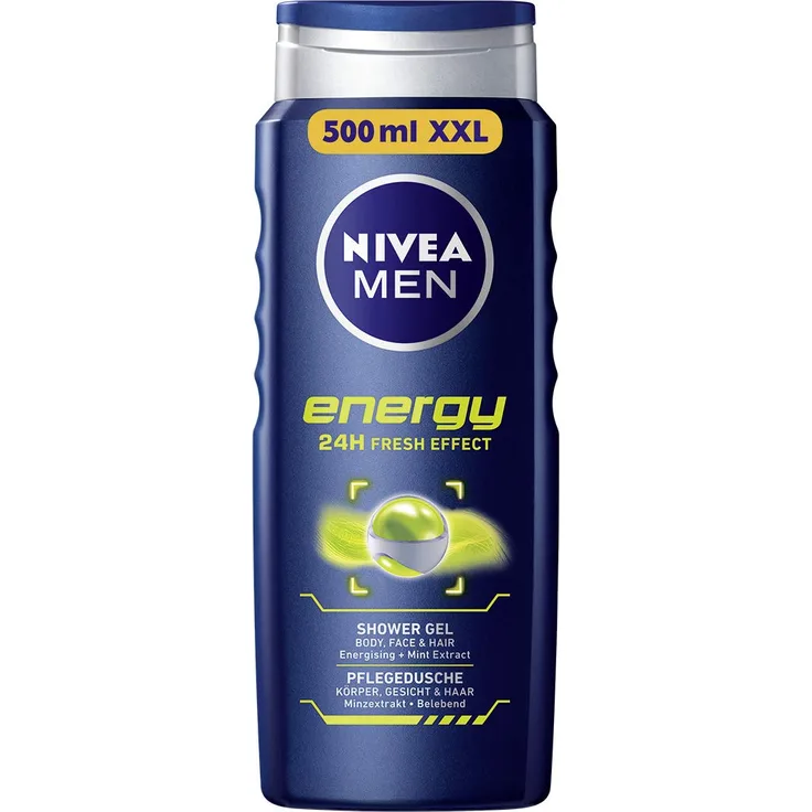 Nivea Men Duschgel für Körper, Gesicht & Haar, Energy, 500 ml für Alle Hauttypen geeignet