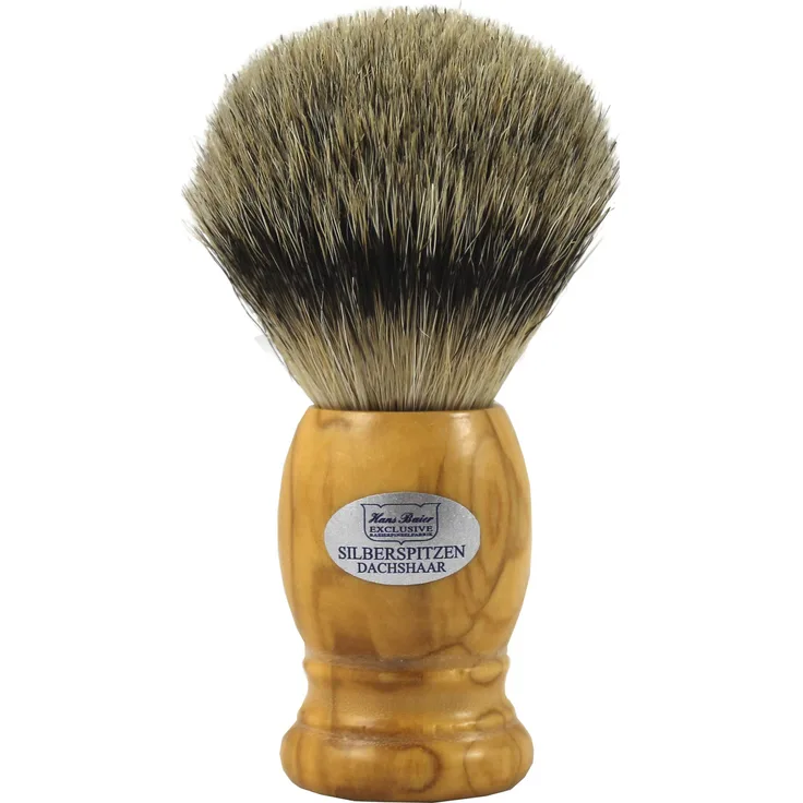 Hans Baier Exclusive Rasierpinsel Silberspitze Olivenholz - Gr. 1
