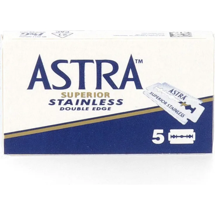 Astra Superior Stainless Double Edge blau Rasierklingen Packungsinhalt 5 Stück