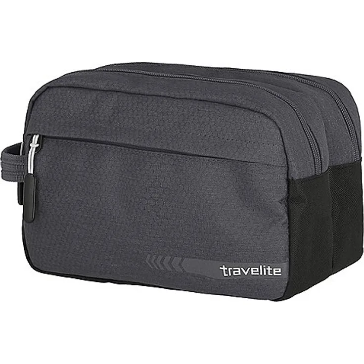 travelite Handgepäck Kosmetiktasche, Gepäck Serie KICK OFF: Praktische Kulturtasche für Urlaub und Sport, 006920-04, 26 cm, 5 Liter, anthrazit (grau)