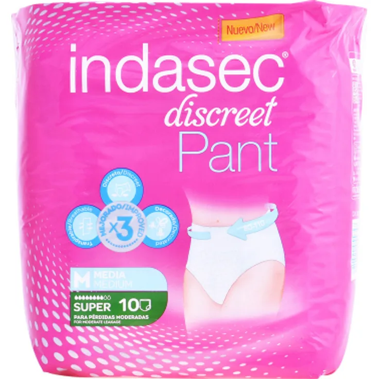 Indasec Pant Super talla mediana Größe M 10 Stück Einwegslips