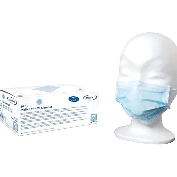 MAIMED- FM Comfort OP-Mundschutz, Maske 3-lagig Vliesstoff 93 42 EWG EN 14683 Typ Klasse II blau - Preisvergleich – Bild 1