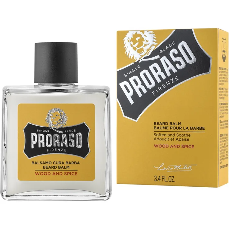 Proraso Bart Balsam Wood and Spice Bartpflege für Herren mit ätherischen Ölen 100 ml, für Geschmeidigkeit und Kämmbarkeit, mit ätherischen Ölen, Reduziert Juckreiz