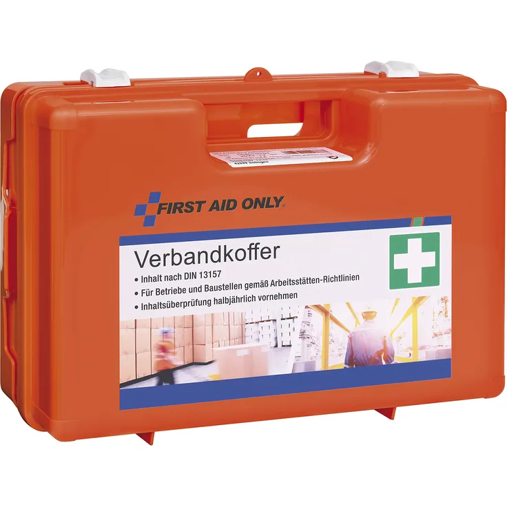 First Aid Only Verbandkoffer, Din 13157, Inklusive Transparenten Trennscheiben Und Abdeckklappen, Wandhalterung, Schrauben Und Dübeln, Orange, P-10016