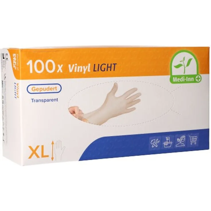 Medi-Inn PS 100 Handschuhe, Vinyl gepudert Light transparent Größe XL