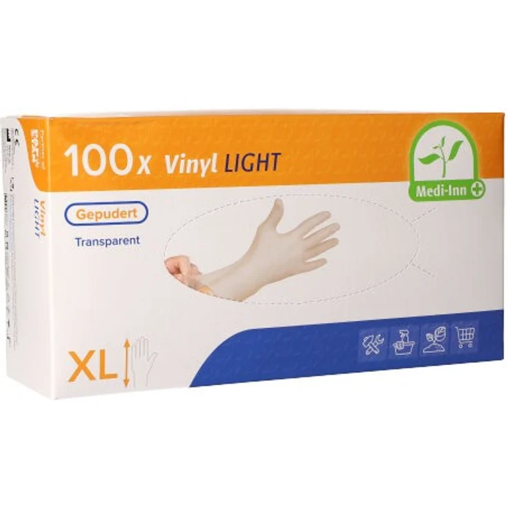Medi-Inn PS 100 Handschuhe, Vinyl gepudert Light transparent Größe XL