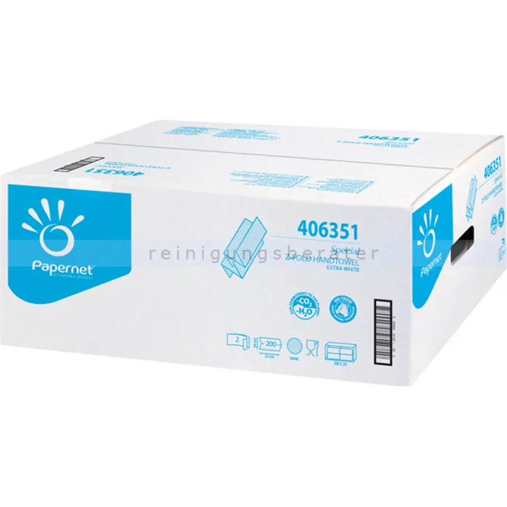 Papierhandtücher Werra Z 4000 Blatt naturweiß 20,3x24 cm Papierhandtuch in Z-Interfold, 4000 Blatt, 2-lagig