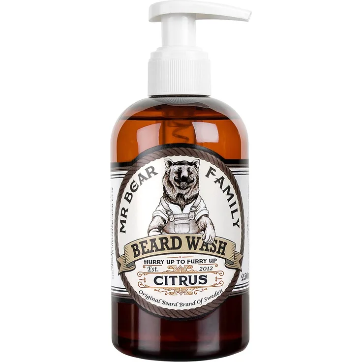 Mr. Bear Family Beard Wash Citrus 250 ml, flüssige Textur, für Herren empfohlen 