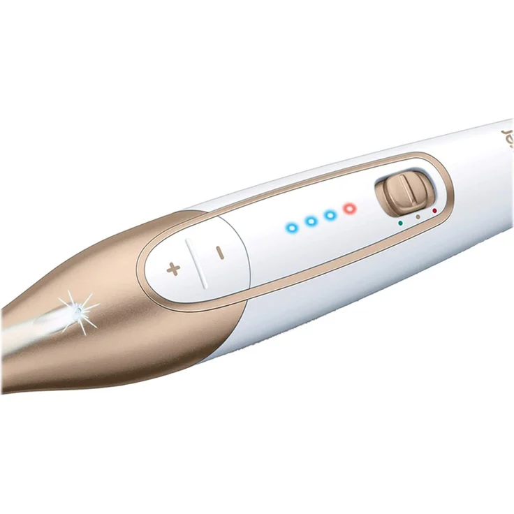 Beurer MP 64 Wiederaufladbares Maniküre-/Pediküre Set Weiß-Gold,, Geschwindigkeitsstufen: 3, Rechts-, Linkslauf, LED-Licht, Drehzahl in U/min: 3.200/3.800/4.400 – Bild 3