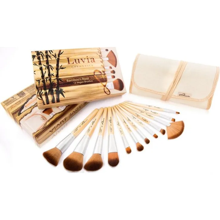 Luvia Cosmetics Kosmetikpinsel-Set Bamboo's Root, 12 tlg., vegan Make-up Accessoires Set, Dekorative Kosmetik Make-up Accessoires