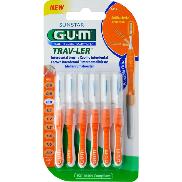 GUM Trav-ler Interdentalbürsten orange 0.9 mm 6 Stück Interdentalbürsten