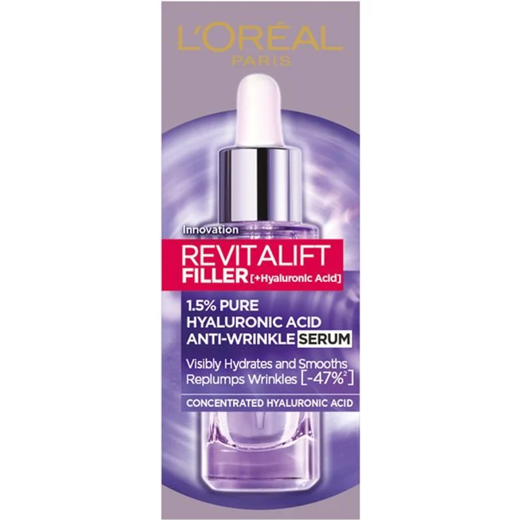 L'Oreal Revitalift Filler Serum Anti-Falten-Gesichtsserum Mit Hyaluronsäure 30 ml mit einer pflegenden Wirkung