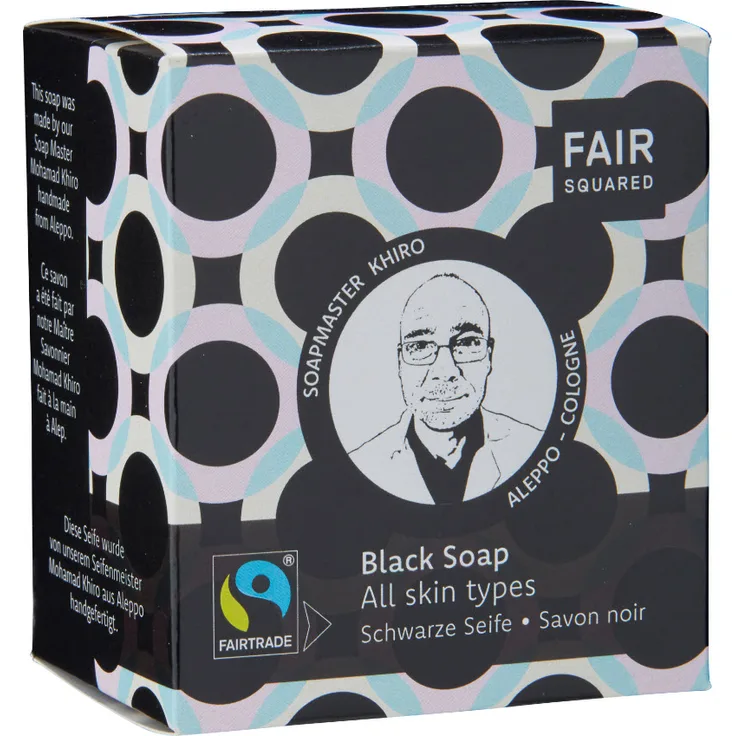 Feste Gesichtsseife, Black Soap All Skin Types, für jeden Hauttyp, 2x 80 g, von FAIR SQUARED